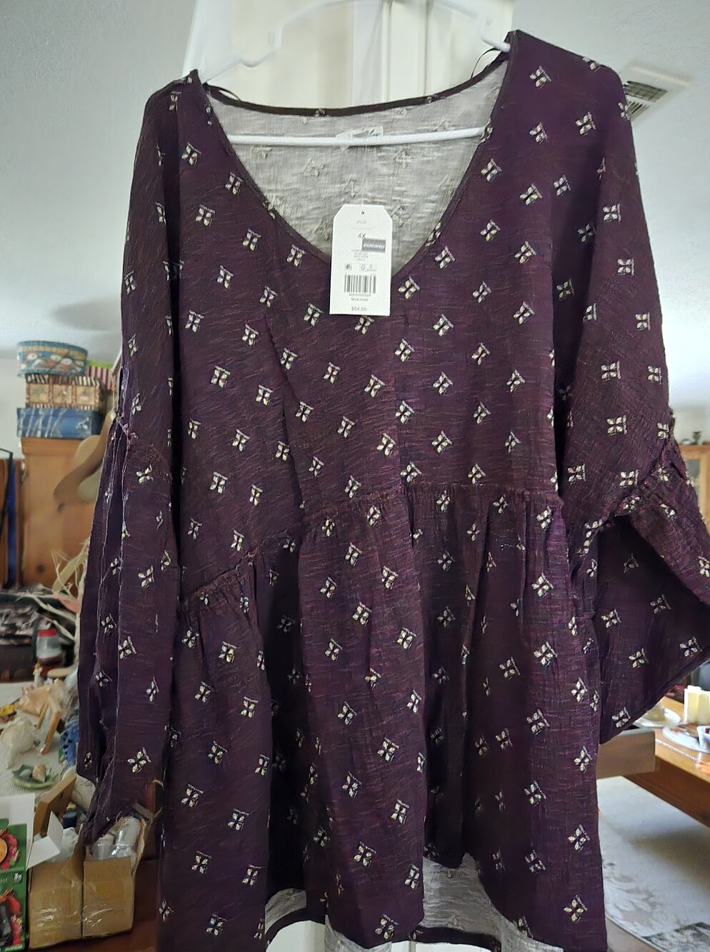 Wonderly Plum Patterned Long-Sleeve Tunic